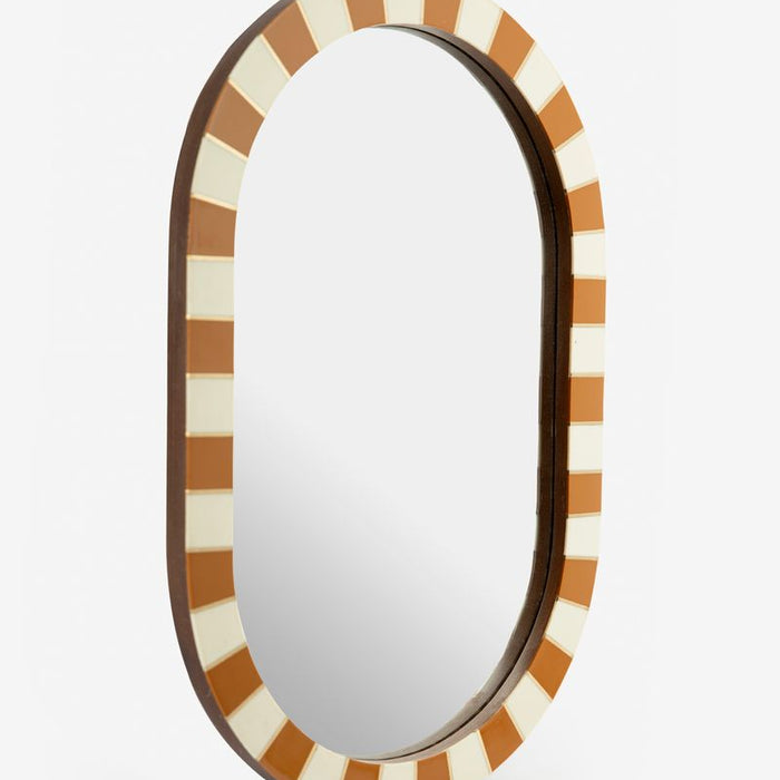 Sissy-Boy Oranje hangspiegel met geblokte omlijsting