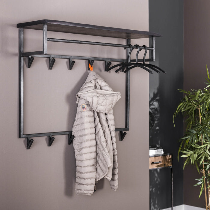 Giga Meubel - Kapstok 12 Haken - Incl. Hoedenplank - Zwart