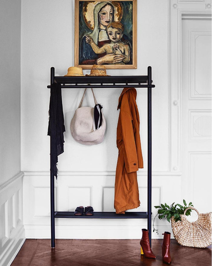 Rowico Home Milford eikenhouten kledingrek zwart - 91 x 181 cm