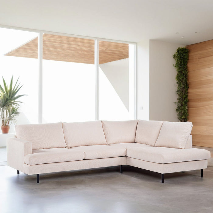 Giga Meubel - Hoekbank Stof - Beige|Metaal - 3-Zits Rechts - Fjord