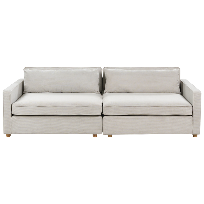 Beliani - VINSTRA - Driezitsbank - Lichtgrijs - Corduroy