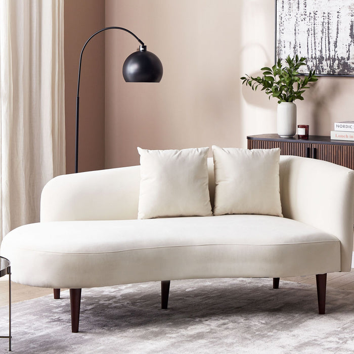 Beliani-CHAUMONT-Chaise longue-Off-white-Rechtszijdig-Fluweel