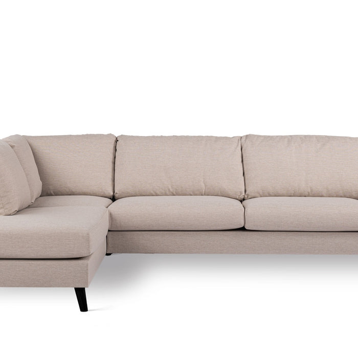 Giga Meubel - Hoekbank Stof - Beige|Zwart - 3-Zits Links 278cm - Inari