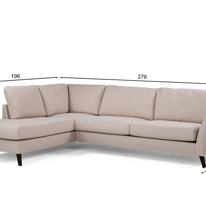 Giga Meubel - Hoekbank Stof - Beige|Zwart - 3-Zits Links 278cm - Inari