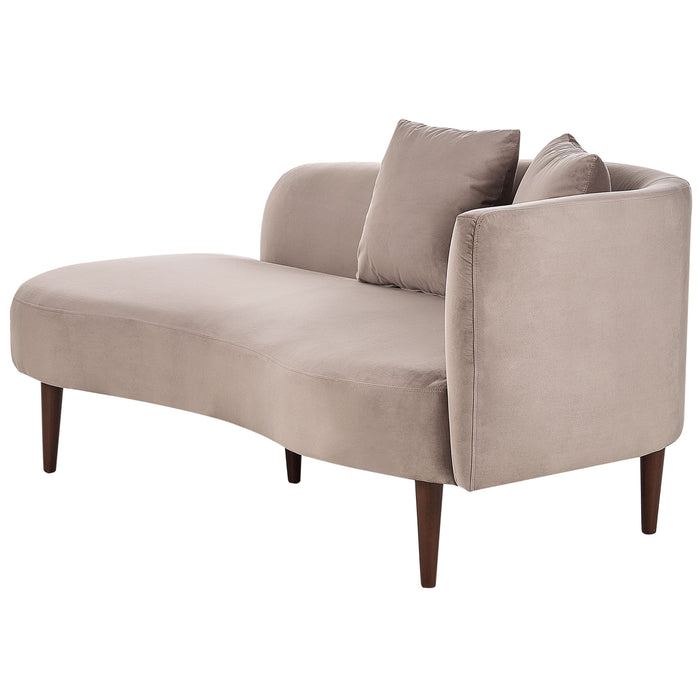 Beliani - CHAUMONT - Chaise longue - Taupe - Rechterzijde - Fluweel