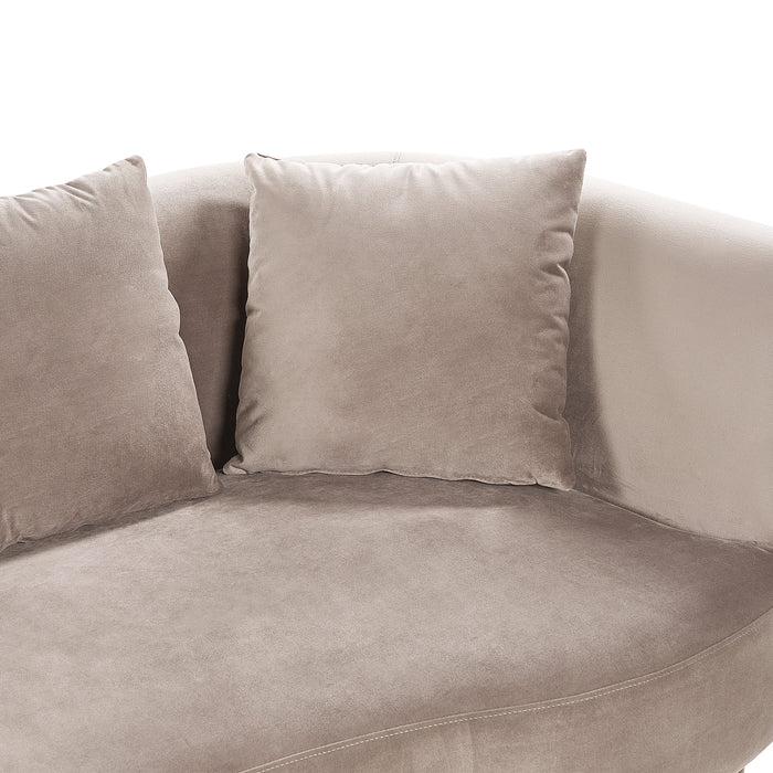 Beliani - CHAUMONT - Chaise longue - Taupe - Rechterzijde - Fluweel