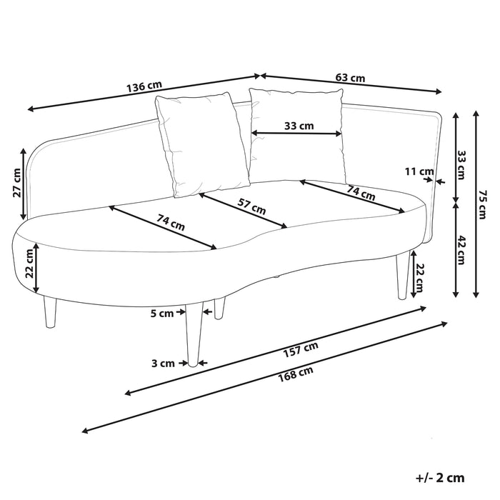 Beliani - CHAUMONT - Chaise longue - Taupe - Rechterzijde - Fluweel