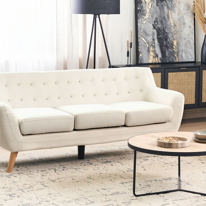 Beliani - MOTALA - Driezitsbank - Lichtbeige - Polyester