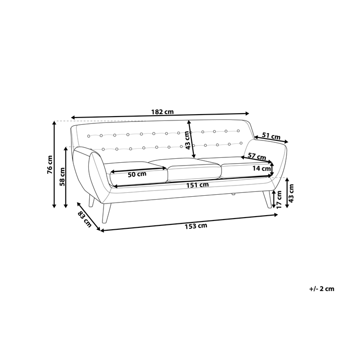 Beliani - MOTALA - Driezitsbank - Lichtbeige - Polyester