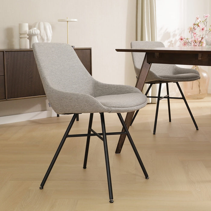Nolon Noa-Isa Eetkamerstoel Warm Grijs - Stof - Zwart Onderstel
