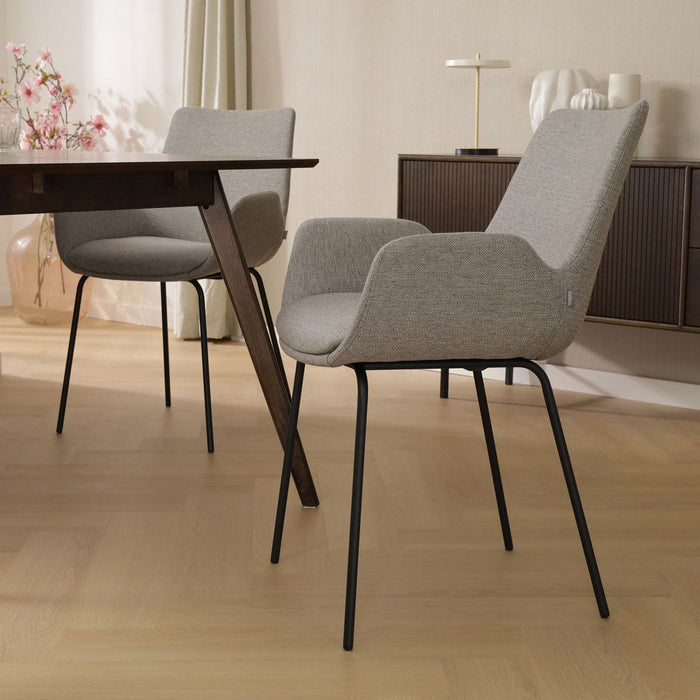 Nolon Nora-Eef Eetkamerstoel Warm Grijs - met Armleuning - Zwart