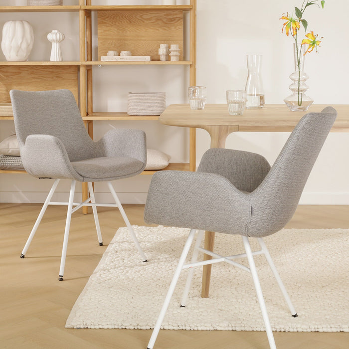 Nolon Noa-Eef Eetkamerstoel Warm Grijs - met Armleuning - Wit