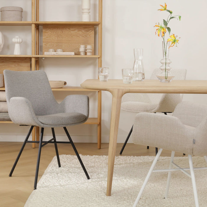 Nolon Noa-Eef Eetkamerstoel Warm Grijs - met Armleuning - Wit