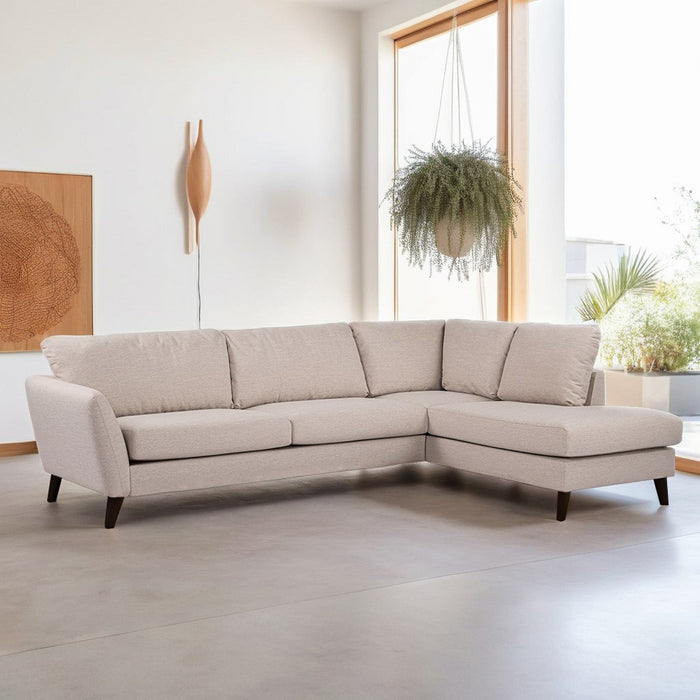 Giga Meubel - Hoekbank Stof - Beige|Zwart - 3-Zits Rechts 278cm - Inari