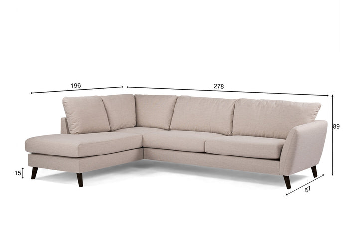 Giga Meubel - Hoekbank Stof - Beige|Zwart - 3-Zits Rechts 278cm - Inari