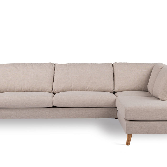 Giga Meubel - Hoekbank Stof - Beige|Eikenhout - 3-Zits Rechts - Inari
