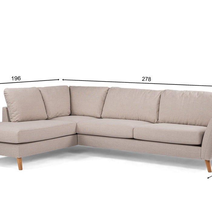 Giga Meubel - Hoekbank Stof - Beige|Eikenhout - 3-Zits Rechts - Inari