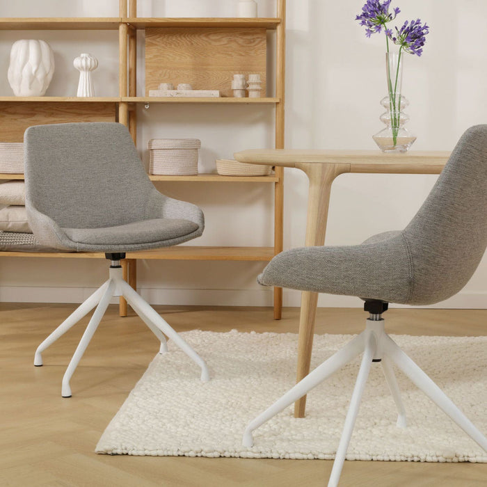 Nolon Nola-Isa Eetkamerstoel Warm Grijs - Draaibaar Wit Onderstel