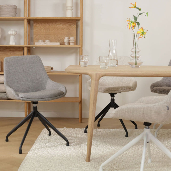 Nolon Nola-Isa Eetkamerstoel Warm Grijs - Draaibaar Wit Onderstel