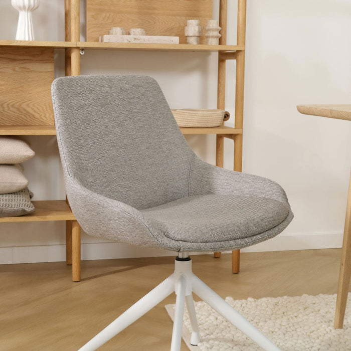 Nolon Nola-Isa Eetkamerstoel Warm Grijs - Draaibaar Wit Onderstel