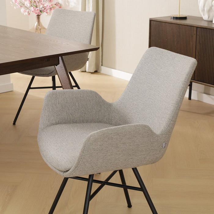 Nolon Noa-Eef Eetkamerstoel Warm Grijs - met Armleuning - Zwart