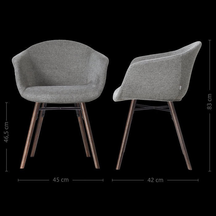 Nolon Nena-Otis eetkamerstoel donkergrijs - walnoot houten onderstel -