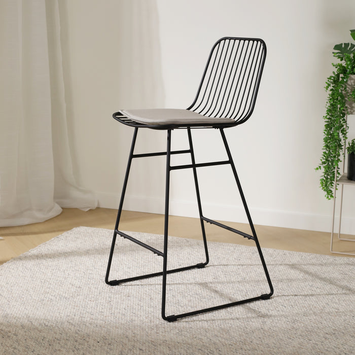 Nolon Pelle Metalen Barkruk Zwart - Met Zitkussen