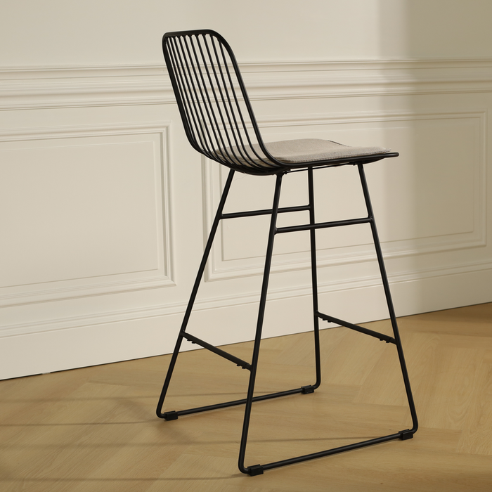 Nolon Pelle Metalen Barkruk Zwart - Met Zitkussen