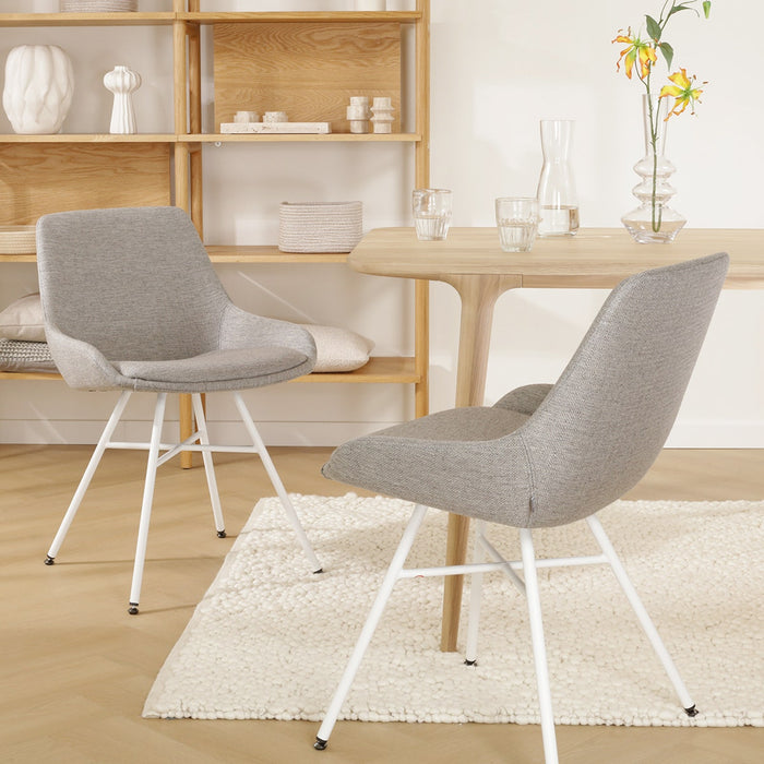 Nolon Noa-Isa Eetkamerstoel Warm Grijs - Stof - Wit Onderstel