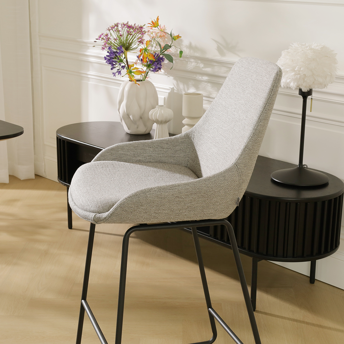 Nolon Nino-Isa Barkruk Warm Grijs - Stof - Zwart Onderstel - 75 cm