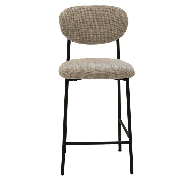 Giga Meubel - Barkruk Beige Stof - 44x50x105cm - Vajèn - Set van 2