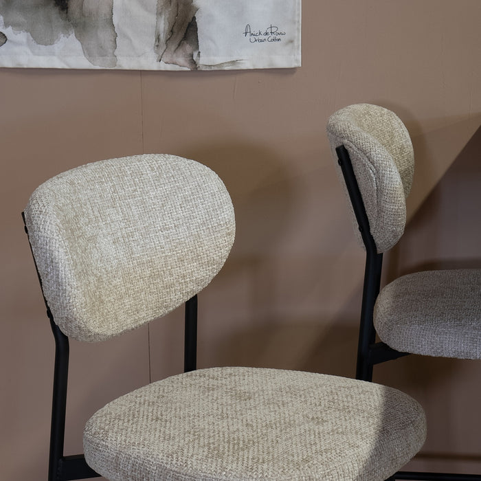 Giga Meubel - Barkruk Beige Stof - 44x50x105cm - Vajèn - Set van 2