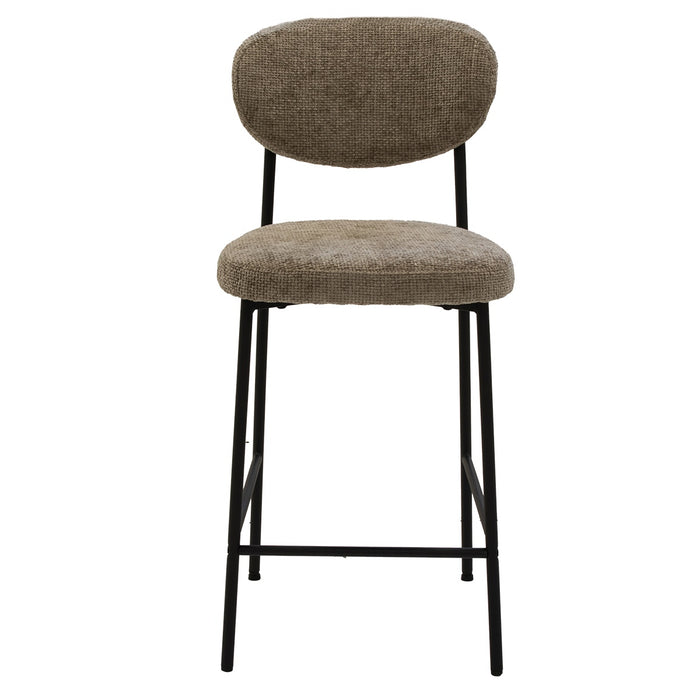 Giga Meubel - Barkruk Taupe Stof - 44x50x105cm - Vajèn - Set van 2