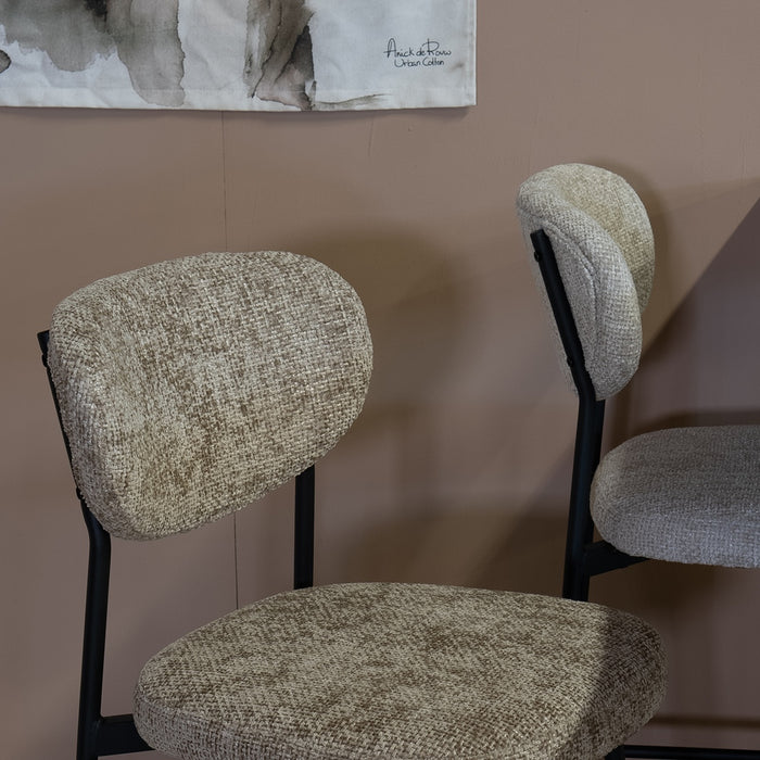 Giga Meubel - Barkruk Taupe Stof - 44x50x105cm - Vajèn - Set van 2