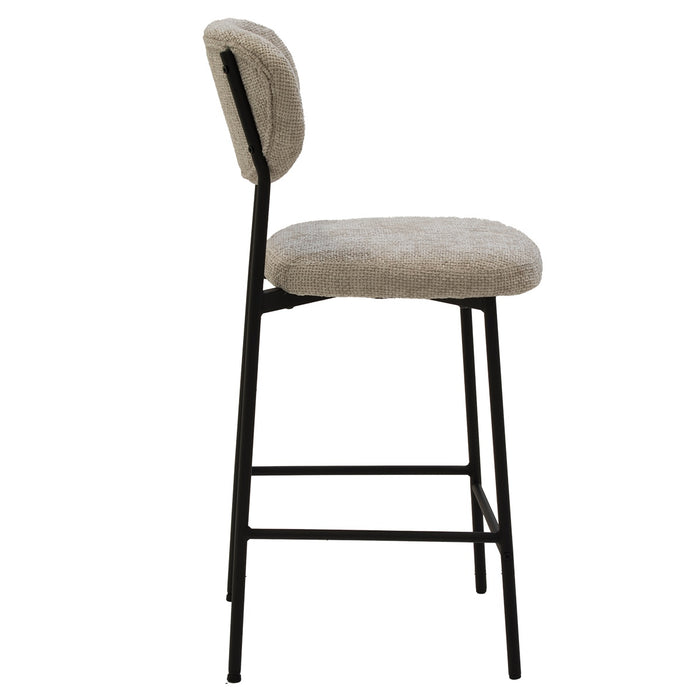 Giga Meubel - Barstoel Beige Stof - 44x50x97cm - Vajèn - Set van 2