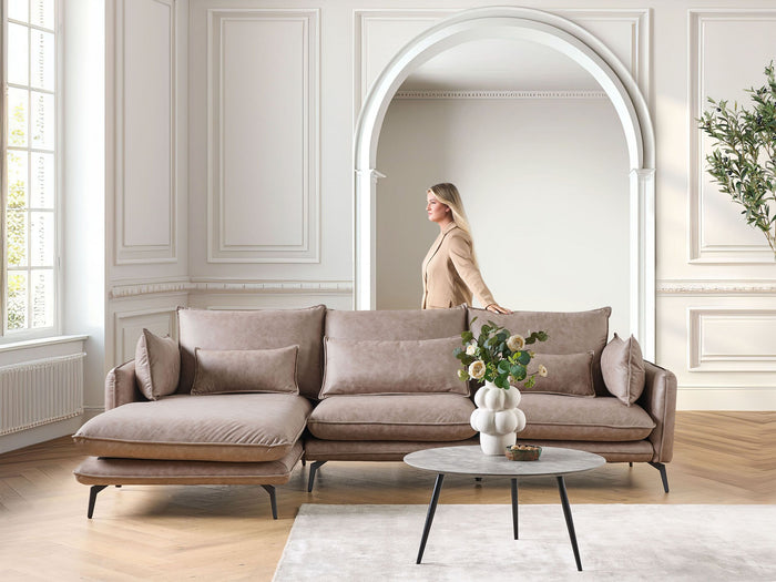 Beliani - GALLO - Hoekbank - Lichtbruin - Rechtszijdig - Kunstsuède