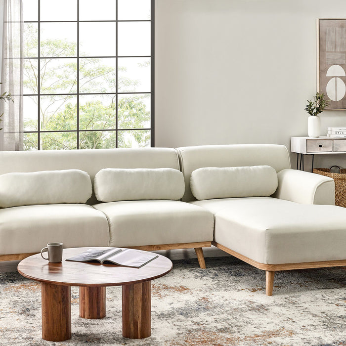 Beliani - SIMOS - Hoekbank - Gebroken wit - Linkszijdig - Polyester