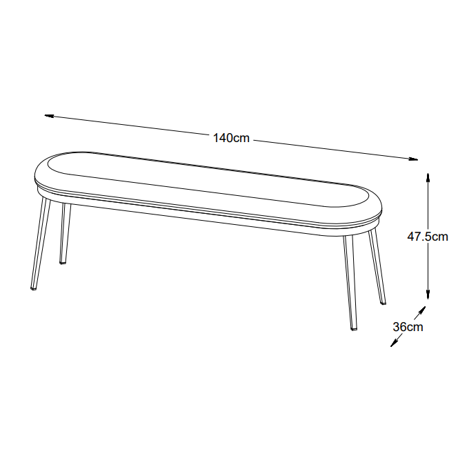 Nordic Home Arvid bankje - 140 cm - leer - grijs