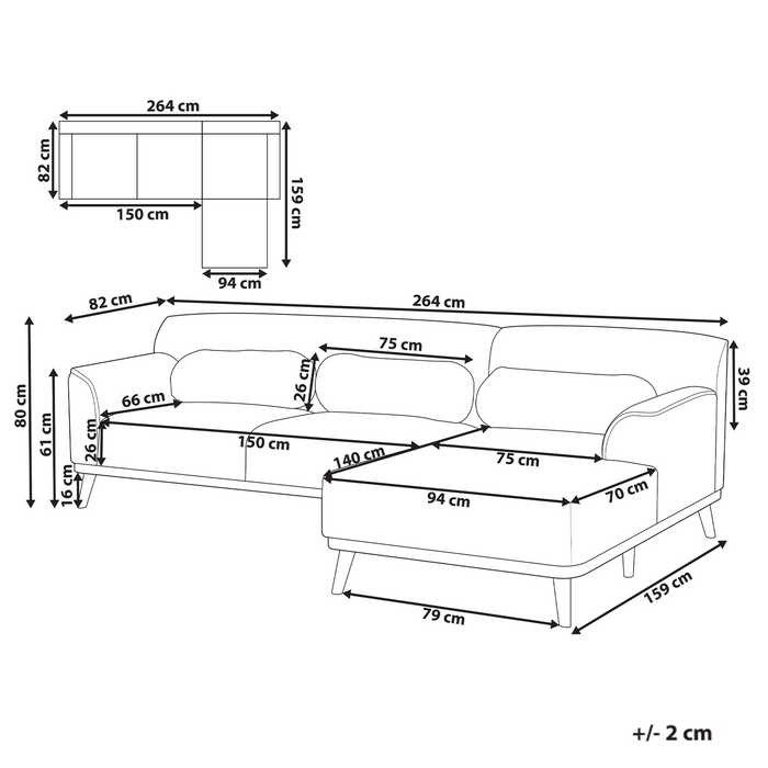 Beliani - SIMOS - Hoekbank - Beige - Linkszijdig - Chenille