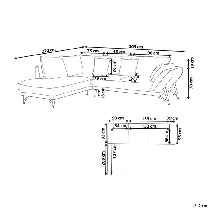 Beliani - ELGA - Hoekbank - Lichtgrijs - Rechtszijdig - Linnen