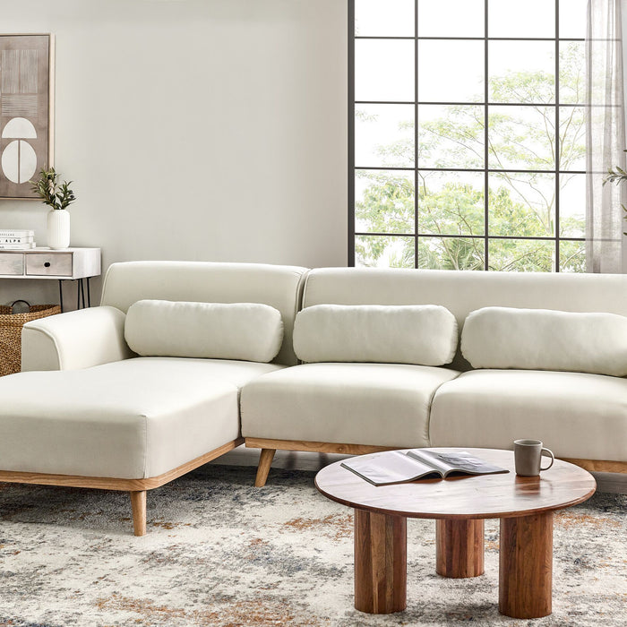 Beliani - SIMOS - Hoekbank - Gebroken wit - Rechtszijdig - Polyester