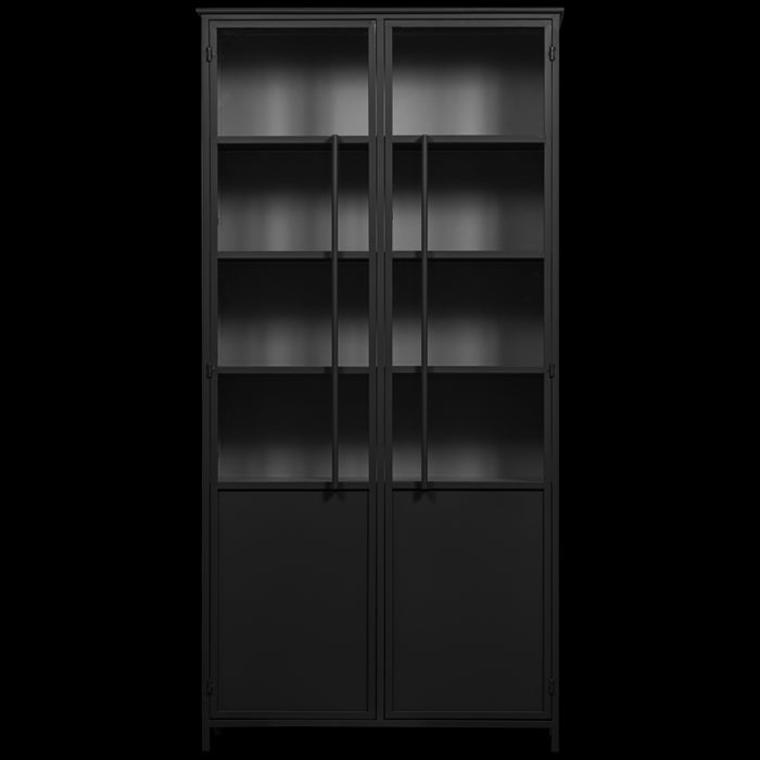 WOOOD 2-deurs vitrinekast XL Exhibit - Metaal - Zwart - 200x99x44 cm