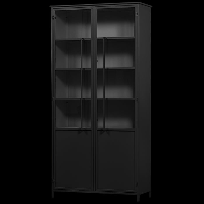 WOOOD 2-deurs vitrinekast XL Exhibit - Metaal - Zwart - 200x99x44 cm