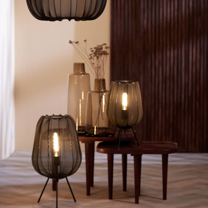 Light & Living Plumeria Tafellamp - H 45 x Ø 25 cm - Zwart