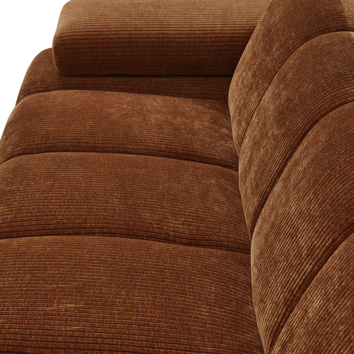 WOOOD Mojo 2-Zits Bank Met Arm Links - Ribstof - Roest Bruin