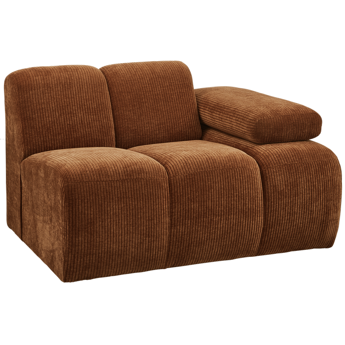 WOOOD Mojo 1-Zits Bank Met Arm Rechts - Ribstof - Roest Bruin
