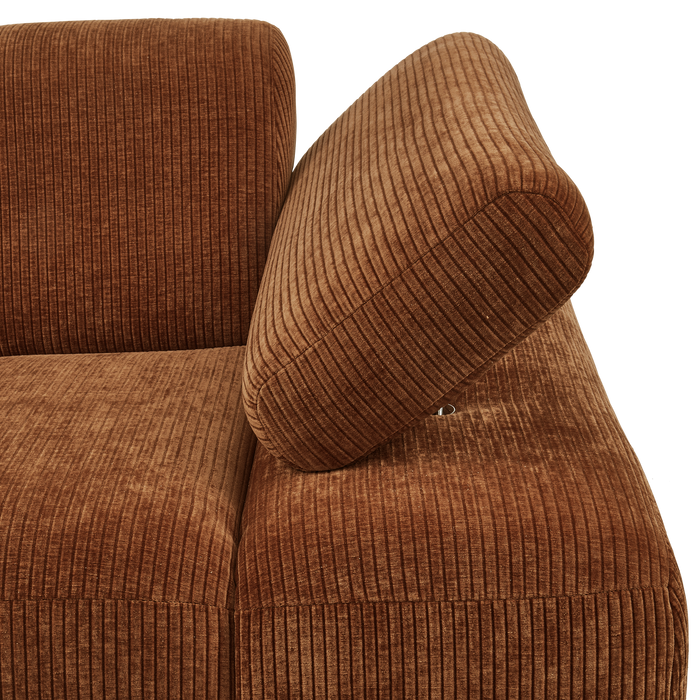 WOOOD Mojo 1-Zits Bank Met Arm Rechts - Ribstof - Roest Bruin