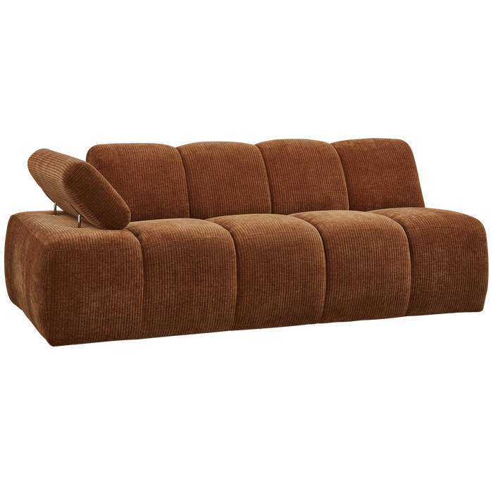 WOOOD Mojo 2-Zits Bank Met Arm Links - Ribstof - Roest Bruin