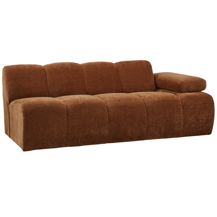 WOOOD Mojo 2-Zits Bank Met Arm Rechts - Ribstof - Roest Bruin