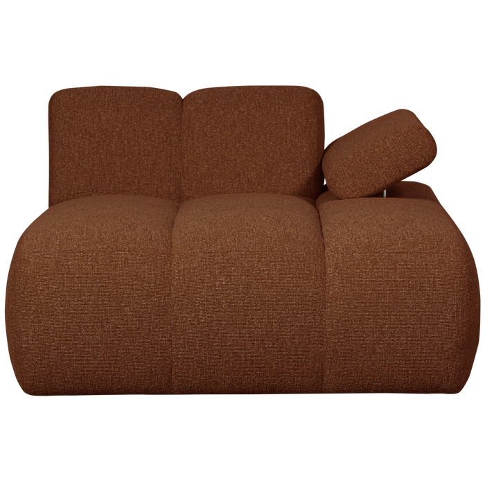 WOOOD Mojo Chaise Longue Elementenbank Rechts - Bouclé - Roest Bruin